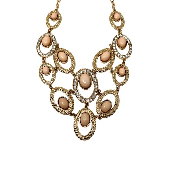 Charming Charlie Jewelry - Gold Plated with Light Peach Stones & Rhinestones - Picture 1 of 8